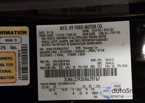 2016 Lincoln Mkz z USA, uszkodzony, nr VIN 3LN6L2J93GR629767